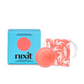 An image of the nixit menstrual cup box which has written on it '100% medical grade silicone' and 'nixit disc-style menstrual cup' with the nixit cup next to it as well as a square cotton bag to keep the menstrual cup in.