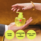 a bottle of lubricant sits on a mans hand with a woman's hand above about to pick up the lubricant.  3 circles each contain the words, 'water-based', 'pH-matched to vaginas' and 'thick + non-sticky'