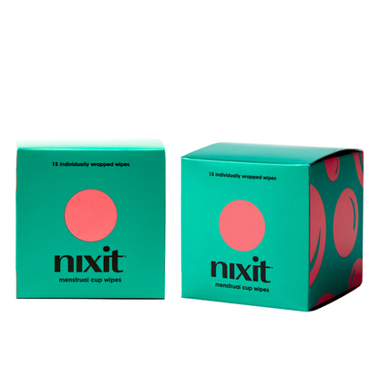 2 packs of menstrual cup wipes sit side by side