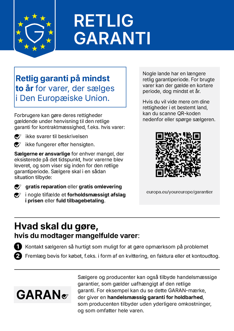 EU legal guarantee of conformity notice